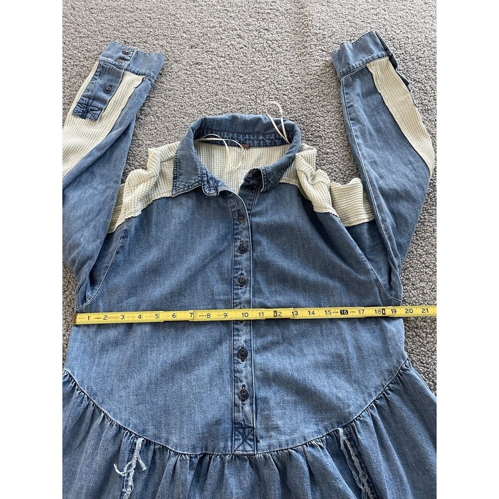 Free People Mini Tunic Dress Women Boho Blue Kenny Denim Vacay Pocket Sz S NWT - Picture 11 of 14